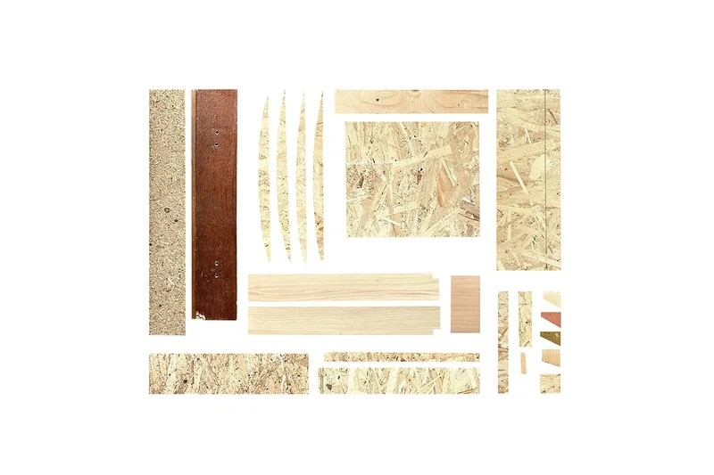 Stool parts assembly from wood composites scraps